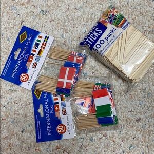 International flags on tooth picks! Brand new